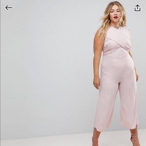 ASOS Curve wide leg tie back cross front jumpsuit